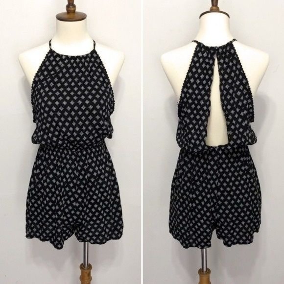 H&M Pants - H&M Black Diamond Print Romper  Size 10